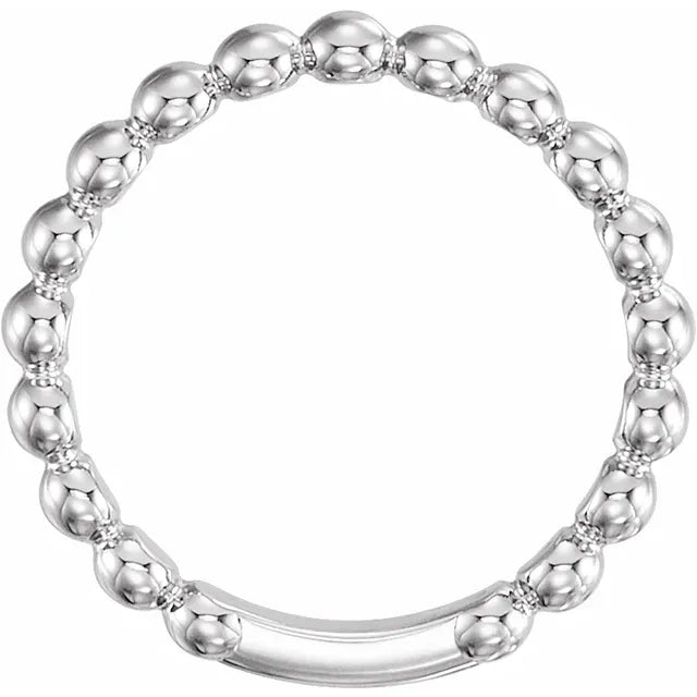 Sterling Silver 3 mm Stackable Beaded Ring