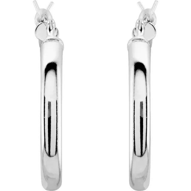 Sterling Silver 26.5 mm Tube Hoop Earrings