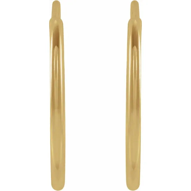 14K Yellow Gold Flexible Endless Tube 15 mm Hoop Earrings