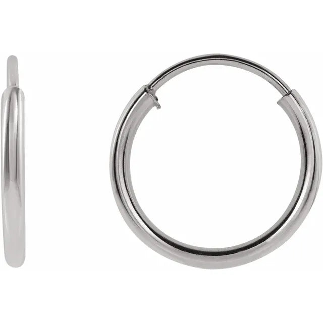 Sterling Silver Flexible Endless Tube 10 mm Hoop Earrings