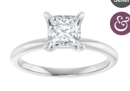 Sterling Silver Solitaire With 1CT Princess Cut Cubic Zirconia